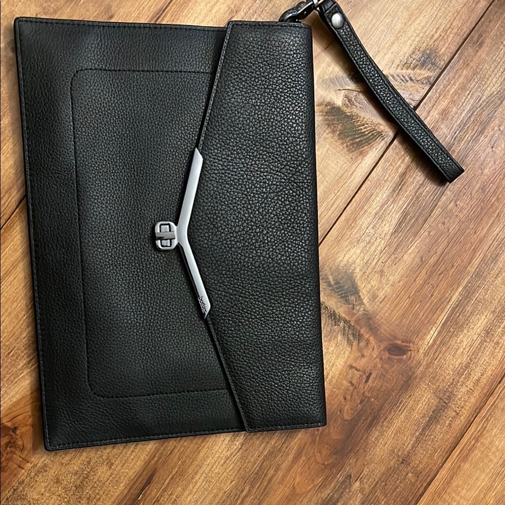 Black pebbled Leather women’s clutch